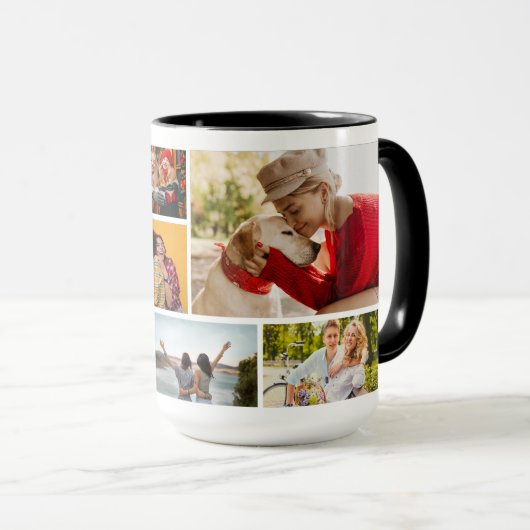 Mug Multiphoto Collage moderne Nom personnalisé (Devant droit)
