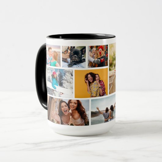 Mug Multiphoto Collage moderne Nom personnalisé (Devant gauche)