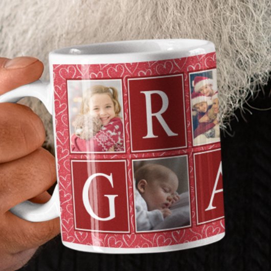 Mug Multiphoto Red Heart Motif grand-père photo