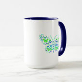 Mug Multiples papillons bleu vert Combo Mug, 15 oz (Devant droit)