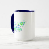 Mug Multiples papillons bleu vert Combo Mug, 15 oz (Devant gauche)