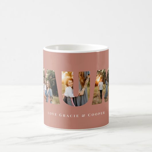 Mug Mum 3 photo moderne élégante terre cuite mère jour (Centre)