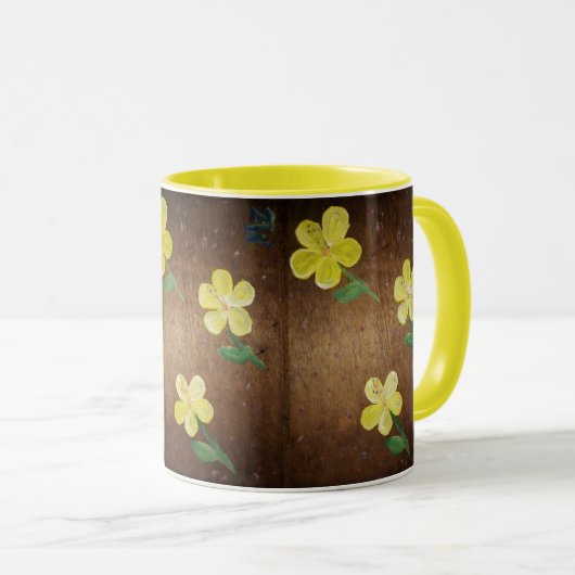 Mug muqueuse de peinture à la fleur jaune (Devant droit)