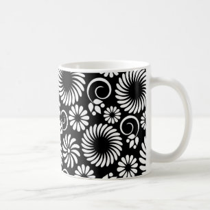 Mug muqueuse florale noire et blanche