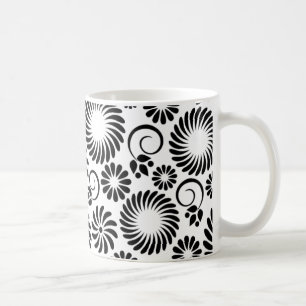 Mug muqueuse florale noire et blanche