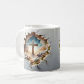 Mug Mur de Jésus 3D et Tronc fissuré (Devant gauche)