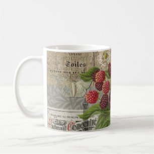 Mug Mûres Vintage Collage d'Art Éphemère Français