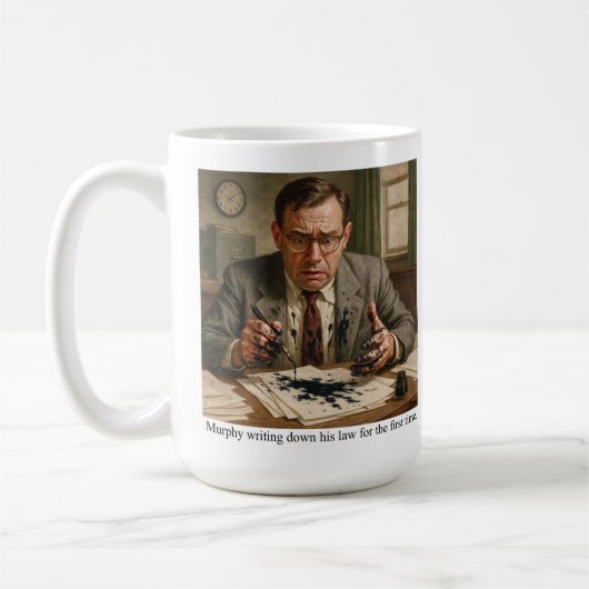 Mug Murphy writing down his law for the first time. (Gauche)