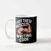 Mug Muscles drôles écrivant du code disent programmeur (Gauche)