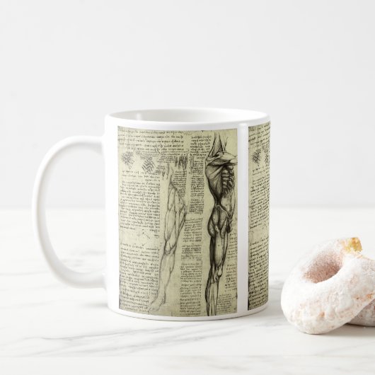 Mug Muscles humains anatomiques de Léonard de Vinci (Avec donut)