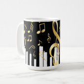 Mug Music Note Clés de piano or de luxe (Devant gauche)