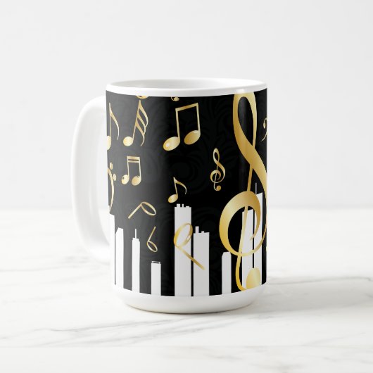 Mug Music Note Clés de piano or de luxe (Devant gauche)