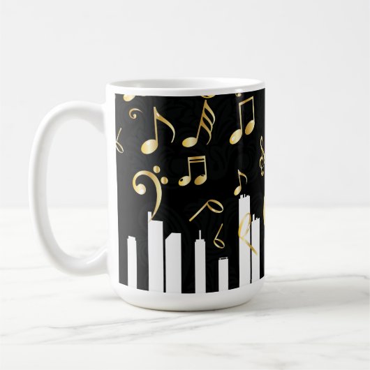 Mug Music Note Clés de piano or de luxe (Gauche)