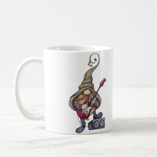 Mug Musical Gnome Guitar Player Playing Guitar Music (Gauche)