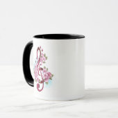 Mug Musical treble clef notes with sakura flowers (Devant gauche)