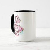 Mug Musical treble clef notes with Sakura flowers (Devant gauche)