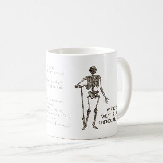 Mug Musique à café de travail dur (Devant droit)