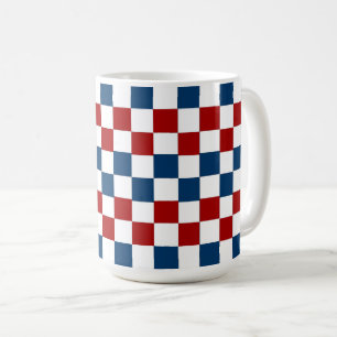 Mug Musique À damiers bleue, blanche et rouge