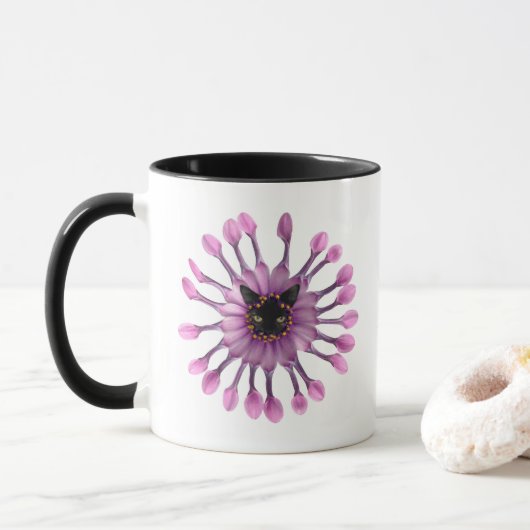 Mug Musique à fleur de chat noir (Avec donut)