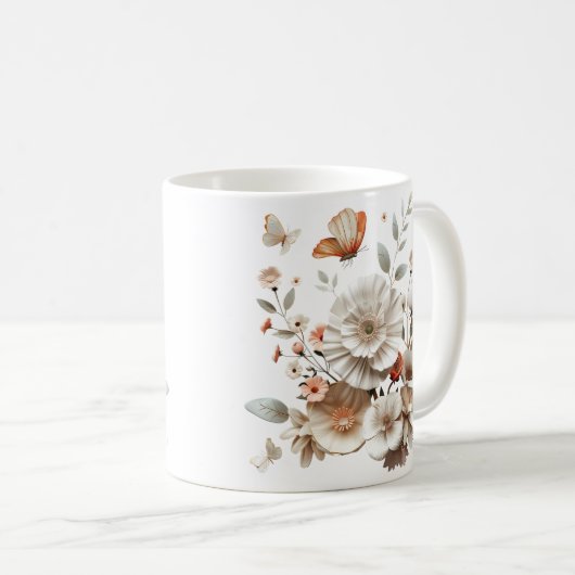 Mug Musique à fleurs blanches (Devant droit)