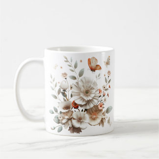Mug Musique à fleurs blanches