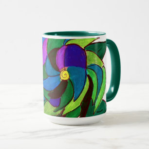 Mug Musique à fleurs bleue et verte