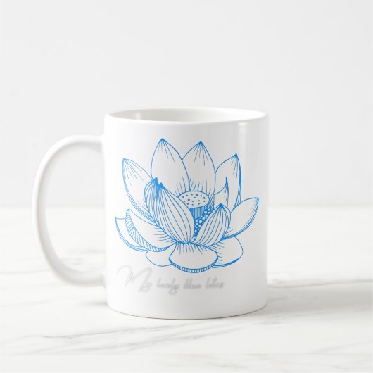 Mug Musique à fleurs de Lotus bleu (Gauche)