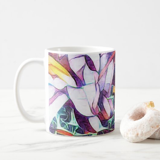 Mug Musique à fleurs violettes Artsy (Avec donut)