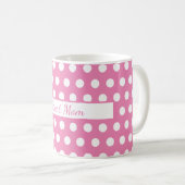 Mug Musique à points rose et blanc personnalisée (Devant droit)