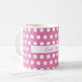 Mug Musique à points rose et blanc personnalisée (Devant gauche)