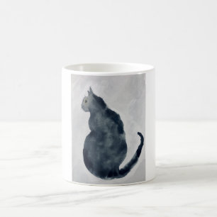 Mug Musique avec chat Aquarelle Gris