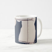 Mug Musique avec chat noir à la fenêtre (Devant droit)