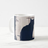 Mug Musique avec chat noir à la fenêtre (Devant gauche)