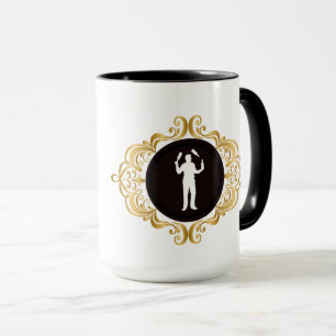 Mug Musique blanche en silhouette de barman mâle porta
