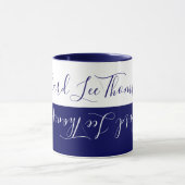 Mug Musique combo bleu/blanc moderne avec nom manuscri (Centre)