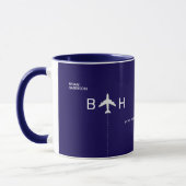 Mug Musique combo bleu moderne avec monogramme d'avion (Gauche)