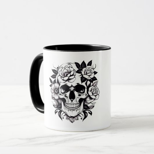 Mug Musique crâne florale (Devant gauche)