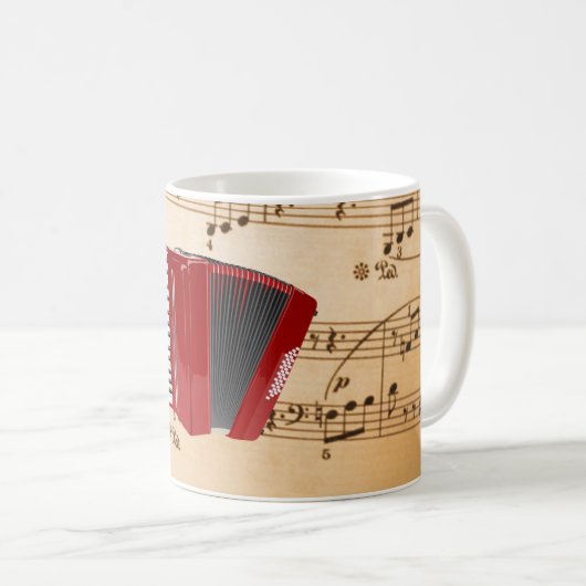 Mug Musique d'accordéon, design populaire, (Devant droit)