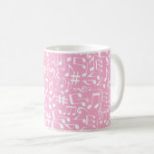 Mug Musique Danse Notes Blanches Rose Pâle (Devant droit)