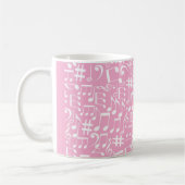 Mug Musique Danse Notes Blanches Rose Pâle (Gauche)