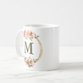 Mug Musique d'aquarelle rose monogramme (Devant gauche)