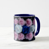 Mug Musique d'art bleu rose et blanc Roses (Devant droit)
