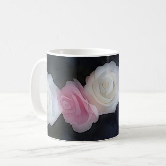 Mug Musique d'art rose et blanc Roses (Devant gauche)