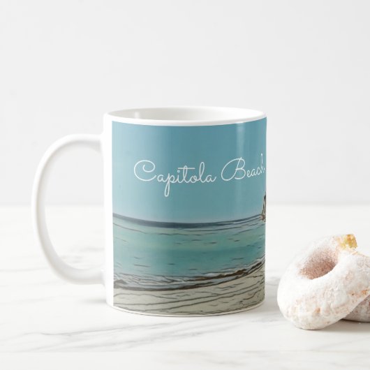 Mug Musique de café de la plage de Capitola (Avec donut)