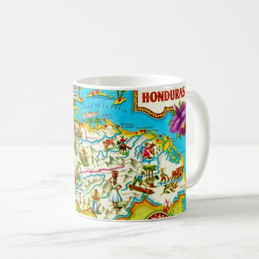 Mug Musique de carte du Honduras vintage (Devant droit)