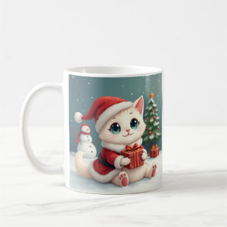 Mug Musique de chat de Noël blanc