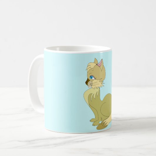 Mug Musique de chat jaune bleu (Devant gauche)