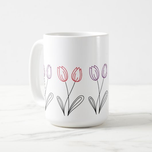 Mug Musique de conception de fleur de tulipe simple (Devant gauche)