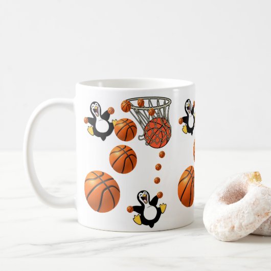 Mug Musique de filet de basketball de pingouin (Avec donut)