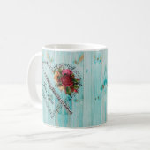 Mug Musique de flûte Note Hart Bleu Bois Fleurs (Devant gauche)